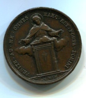 Medaglia commemorativa. LEO XIII PONT. MAX. AN. XXII - VENITE AD ME OMNES HAEC EST PORTA DOMINI. Bronzo Diam. 30 Opus Bianchi