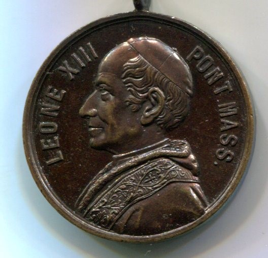 Medaglia commemorativa. LEONE XIII PONT MASS. - S.S. PIETRO E PAOLO APOSTOLI ROMA. Bronzo dam 39