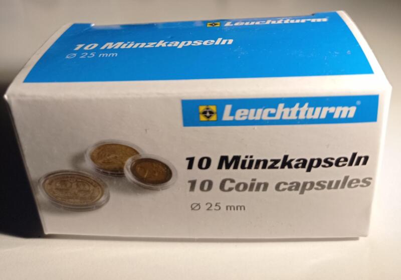 Capsule trasparenti per monete Leuchtturm Munzkapseln, Diametro 25 mm.