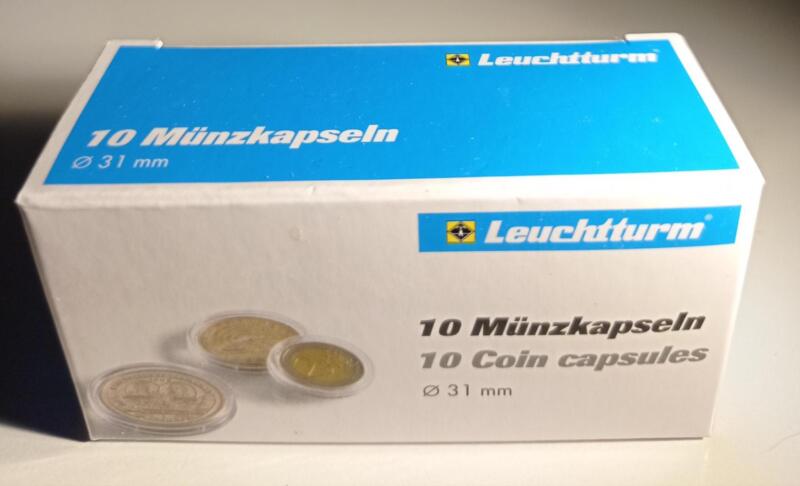 Capsule trasparenti per monete Leuchtturm Munzkapseln, Diametro 31 mm.