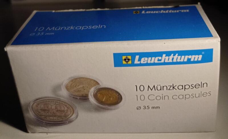 Capsule trasparenti per monete Leuchtturm Munzkapseln, Diametro 35 mm.
