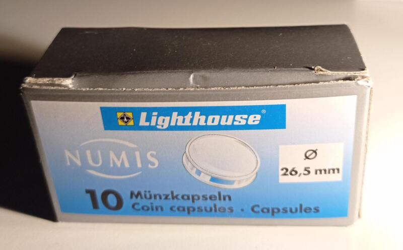Capsule trasparenti per monete Leuchtturm Numis, Diametro 26,5 mm.