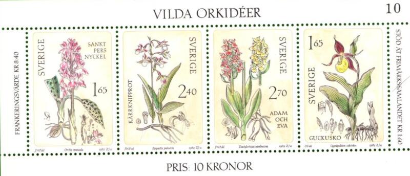 Foglietto Svezia Anno 1982 Orchidee selvatiche (BF 10)