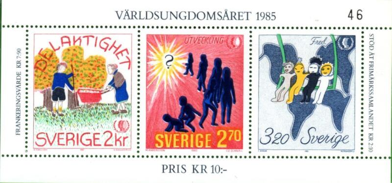 Foglietto Svezia Anno 1985 Anno internazionale della gioventù (BF 13)