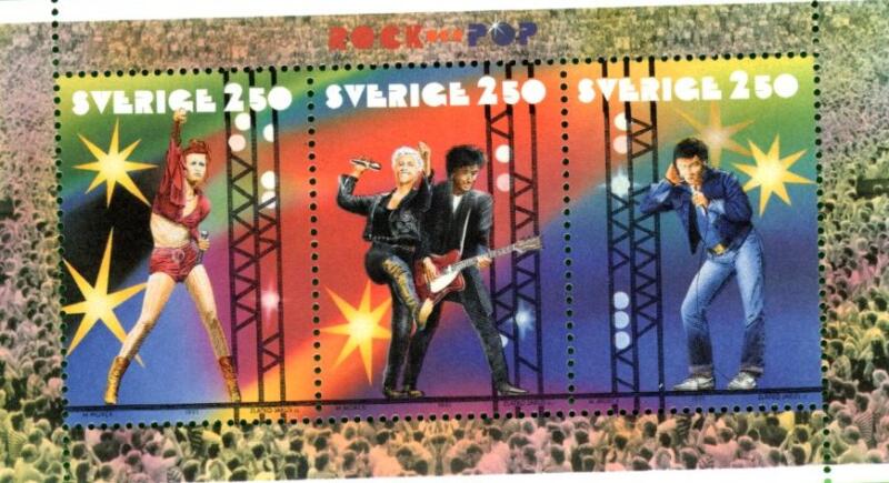 Libretto Svezia Anno 1991 Musica moderna in Svezia 1 striscia (di due) da libretto (Lb1667)