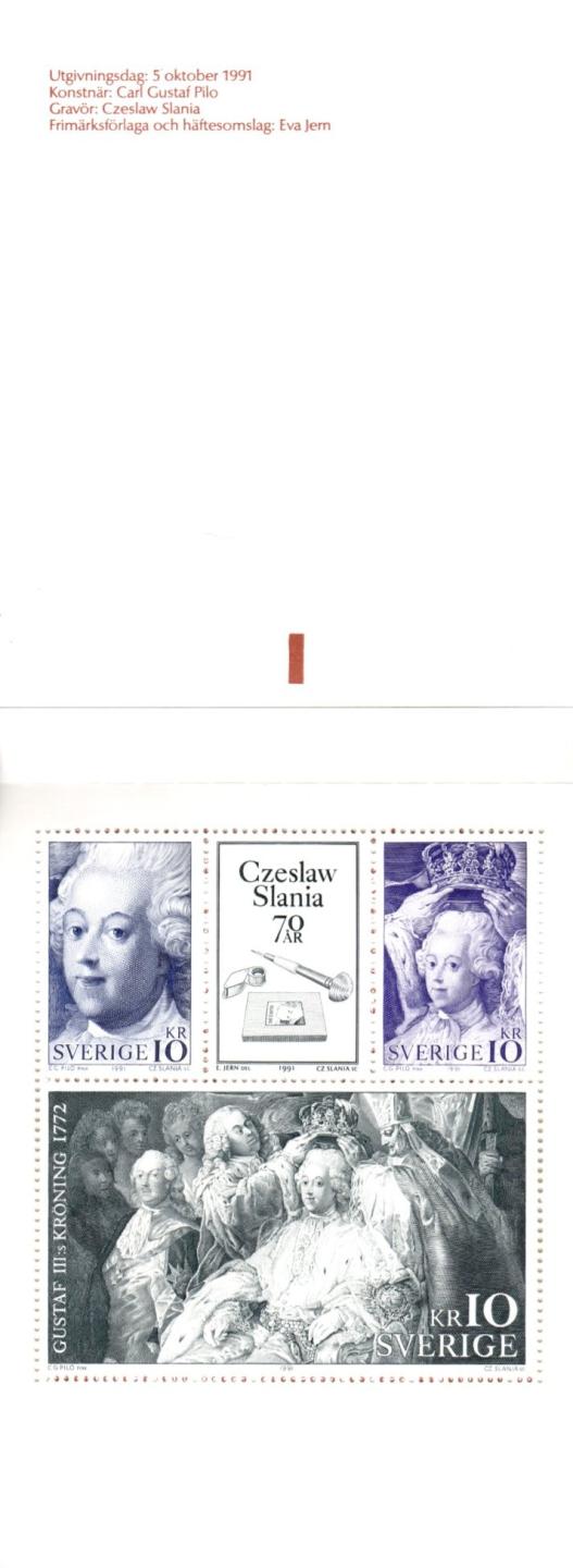 Libretto Svezia Anno 1991 Giornata del francobollo. 70esimo compleanno dell’incisore Slania (Lb. n. 1670)