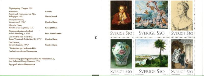 Libretto Svezia Anno 1992 Bicentenario del Museo nazionale (Lb. n. 1712)