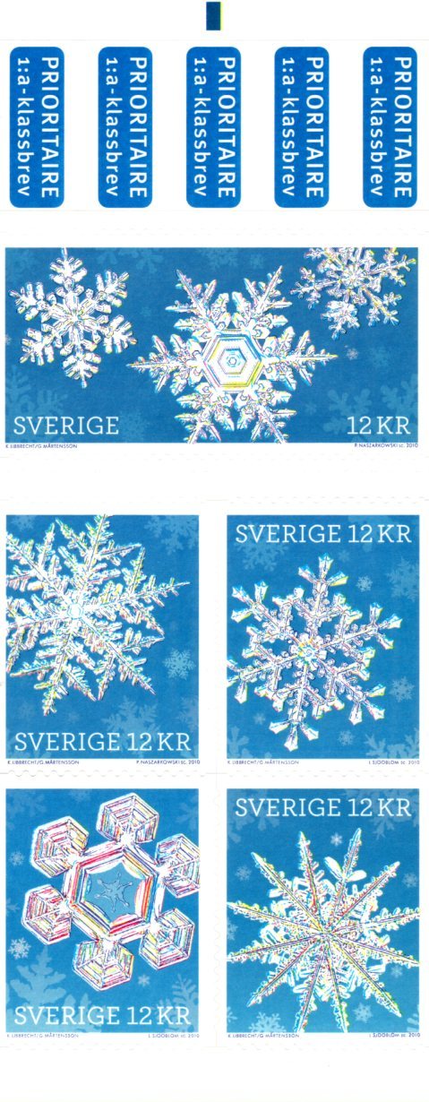 Libretto Svezia Anno 2010 Cristalli di neve Autoadesivi (Lb 2768)