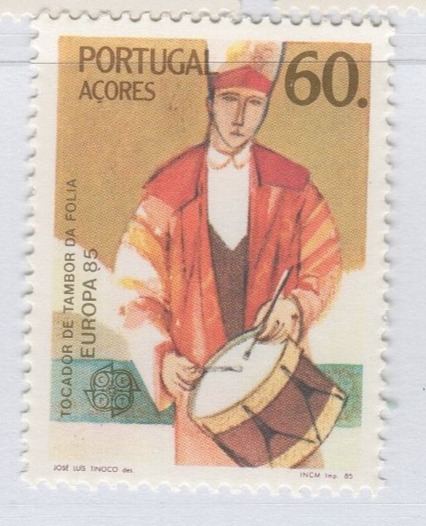 Francobollo Azzorre Anno 1985 Europa Anno europeo della musica Strumento musicale