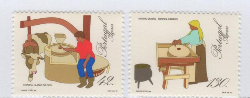 Francobolli Azzorre Anno 1993 Strumenti per la macina del grano