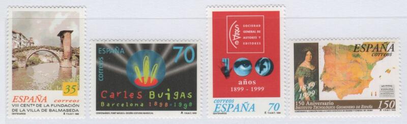 Francobolli Spagna Anno 1999 Anniversari (cat. n. 3218-3221)