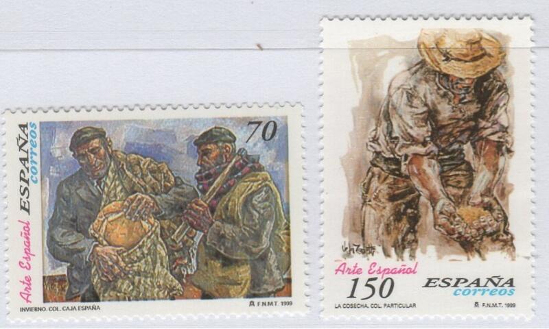 Francobolli Spagna Anno 1999 Arte spagnola Opere del pittore Zanetti (cat. n. 3223-3224)