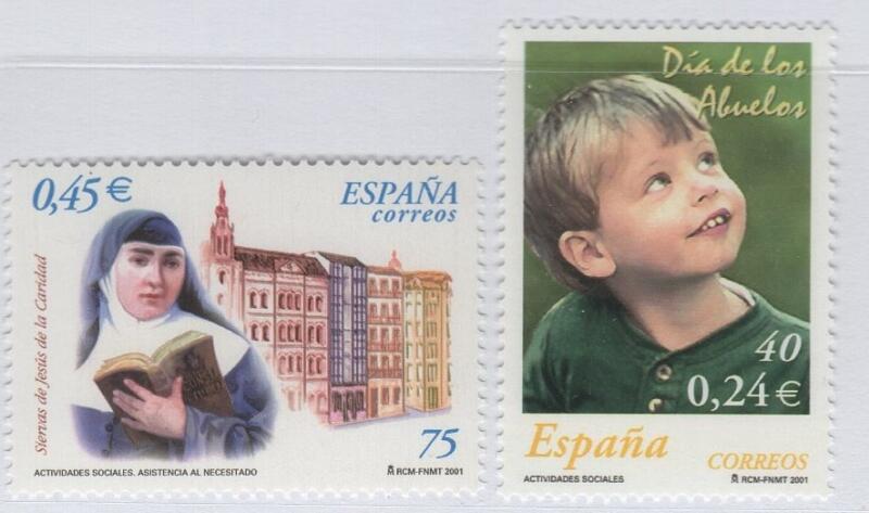 Francobolli Spagna Anno 2001 Attività sociali (cat. n. 3381-3382)