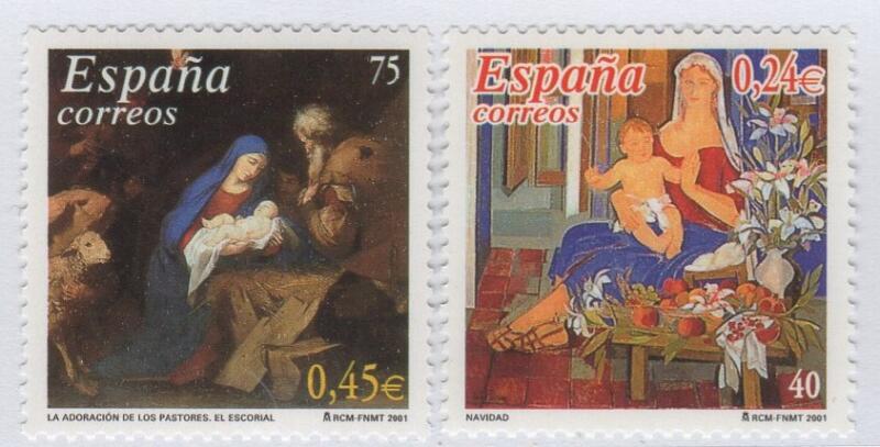 Francobolli Spagna Anno 2001 Natale (cat. n. 3403-3404)