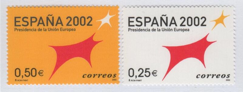 Francobolli Spagna Anno 2002 Presidenza spagnola dell’Unione europea del 2002 (cat. n. 3444-3445)