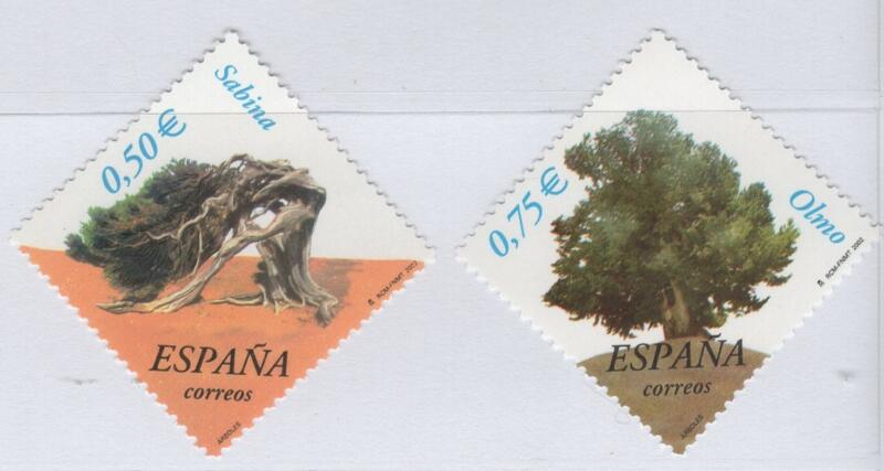 Francobolli Spagna Anno 2002 Flora Alberi della penisola iberica Terza serie (cat. n. 3446-3447)
