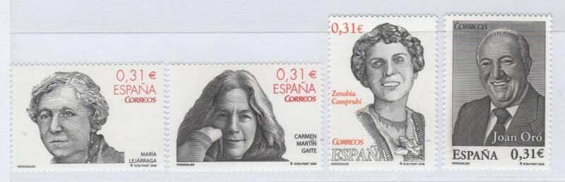 Francobolli Spagna Anno 2008 Personalità (cat. n. 4057-4060)