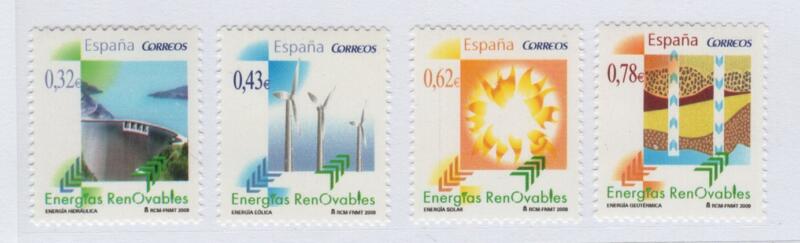 Francobolli Spagna Anno 2009 Energie rinnovabili (cat. n. 4130-4133)