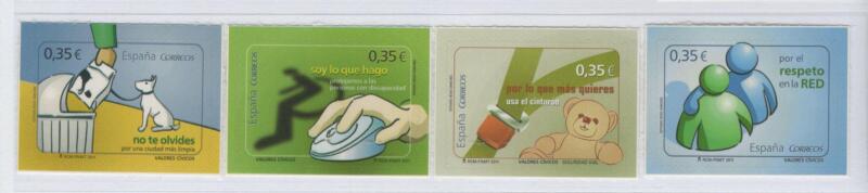 Francobolli Spagna Anno 2011 Valori civici Quinta serie Autoadesivi (cat. n. 4323-4326)