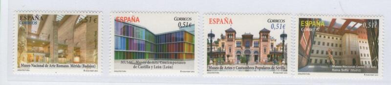 Francobolli Spagna Anno 2012 Architettura Musei nazionali (cat. n. 4463-4466)