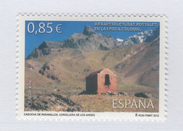 Francobollo Spagna Anno 2012 Infrastruttura del servizio postale del periodo coloniale (cat.n. 4467)