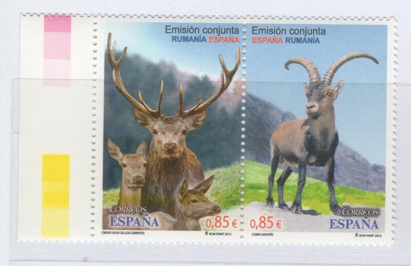 Francobolli Spagna Anno 2012 Fauna di montagna Emissione congiunta con la Romania (cat. n. 4468-4469)