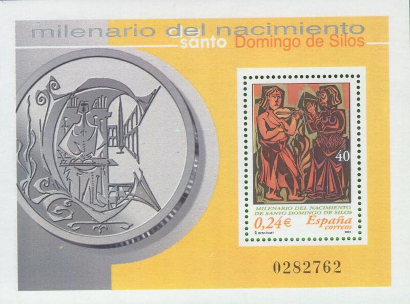 Foglietto Spagna Anno 2001 Millenario della nascita di Santo Domingo de Silos (BF 110-111)