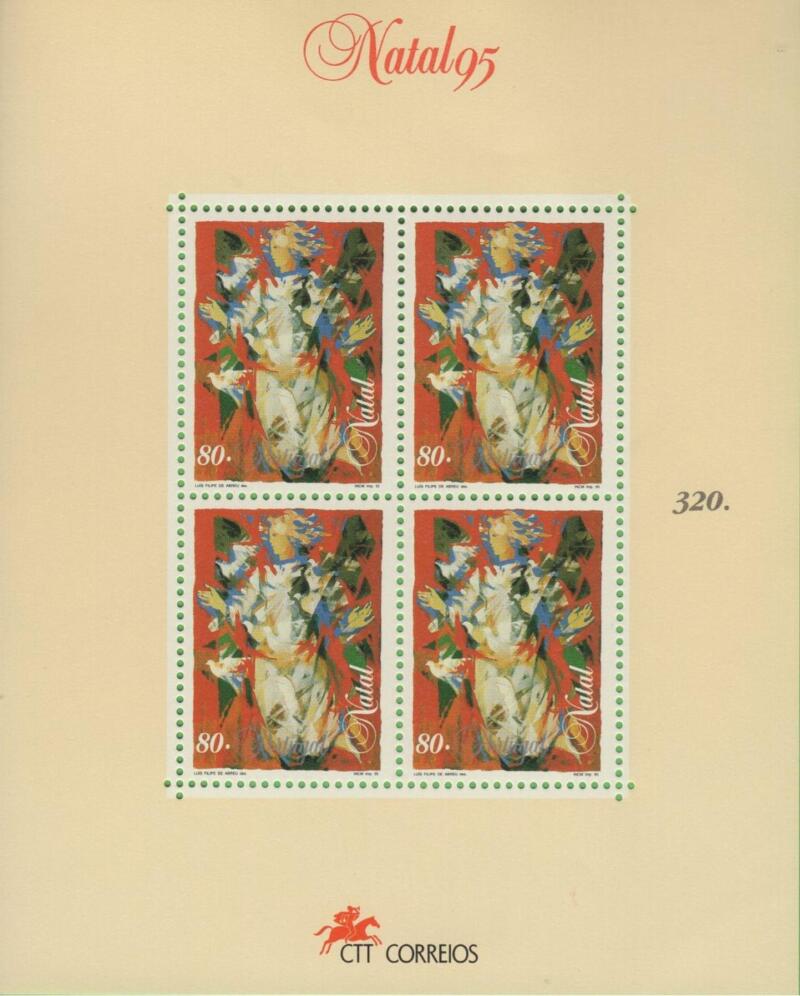 Foglietto Portogallo Anno 1995 Natale Con scritta Portugal (BF 113A)