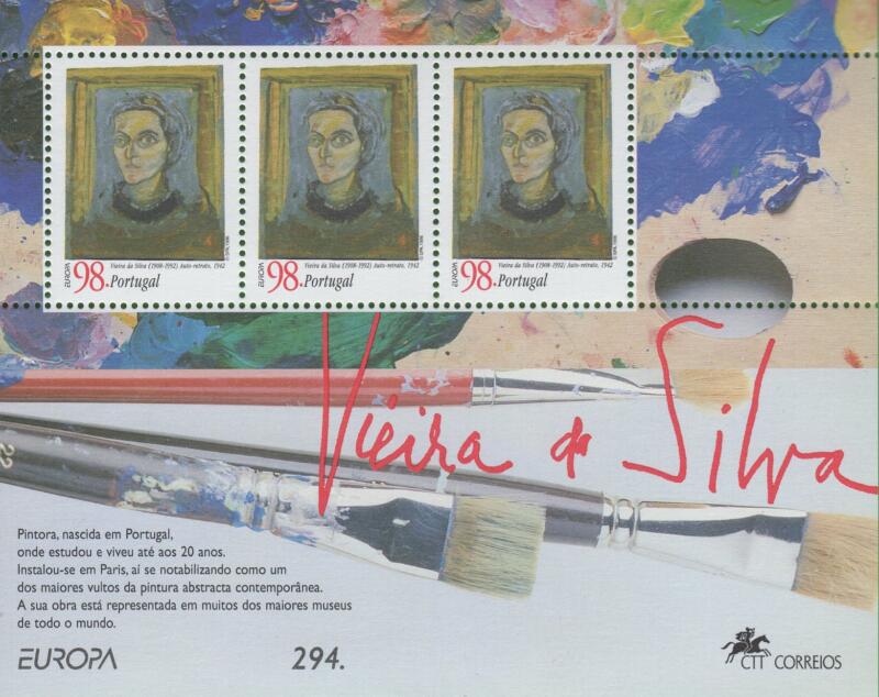 Foglietto Portogallo Anno 1996 Europa Donne celebri Helena Vieira da Silva (BF 114)