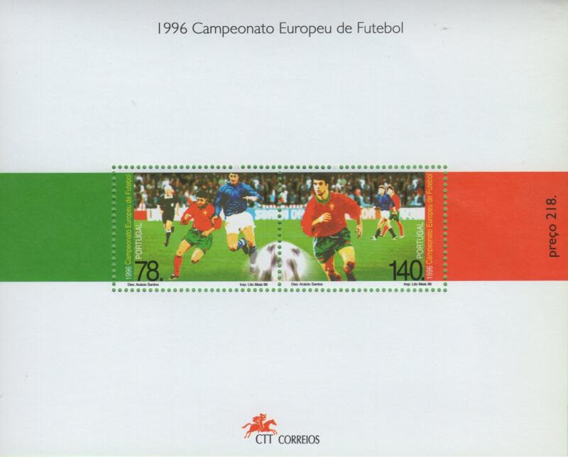 Foglietto Portogallo Anno 1996 Inghilterra 1996 Campionato europeo di calcio (BF 115)
