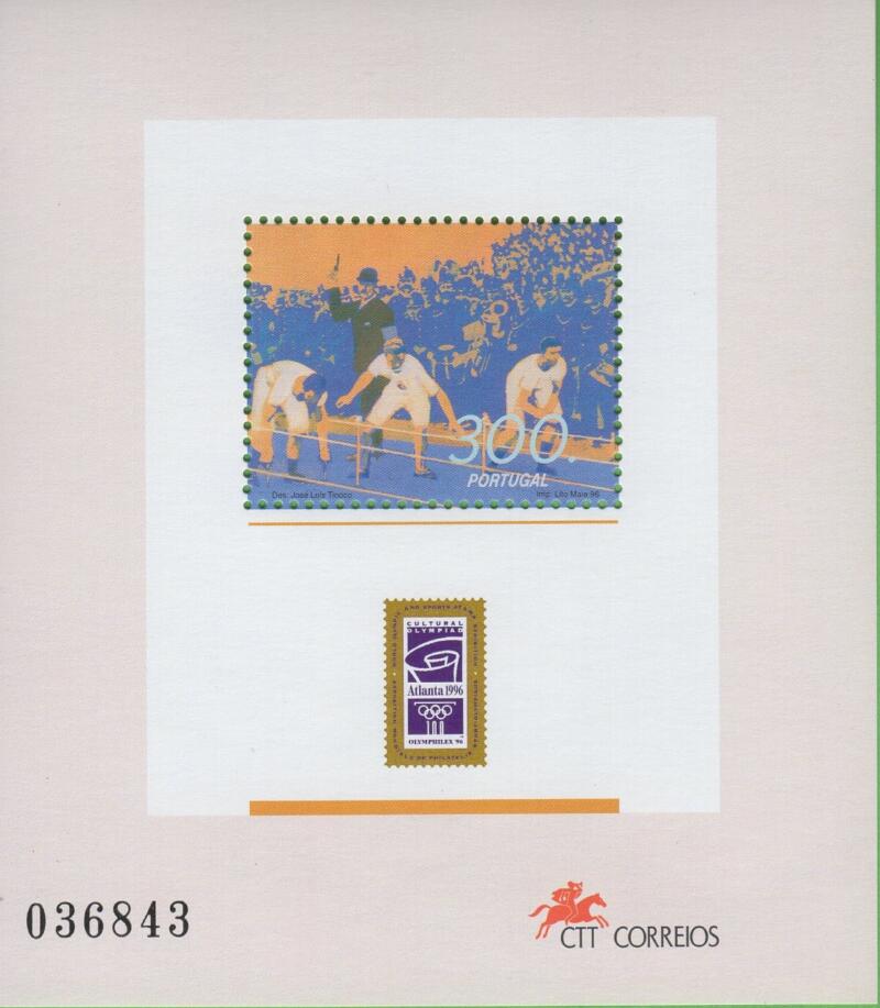 Foglietto Portogallo Anno 1996 Centenario dei Giochi olimpici Atlanta 96 (BF 117)
