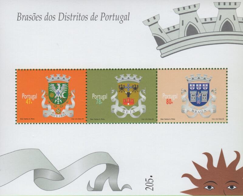 Foglietti Portogallo Anno 1996 Stemmi dei distretti Prima serie (BF 121-122)