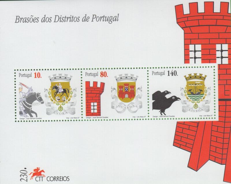 Foglietto Portogallo Anno 1997 Stemmi dei distretti Seconda serie (BF 129-130)