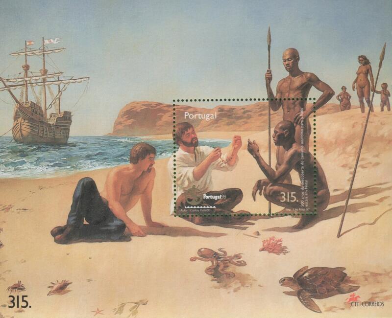Foglietto Portogallo Anno 1997 Quinto centenario della scoperta della rotta marittima per le Indie ad opera di Vasco da Gama Portugal 98 (BF 133)