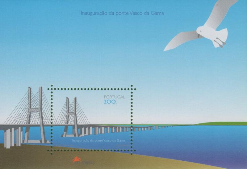 Foglietto Portogallo Anno 1998 Inaugurazione del ponte Vasco da Gama (BF 137)