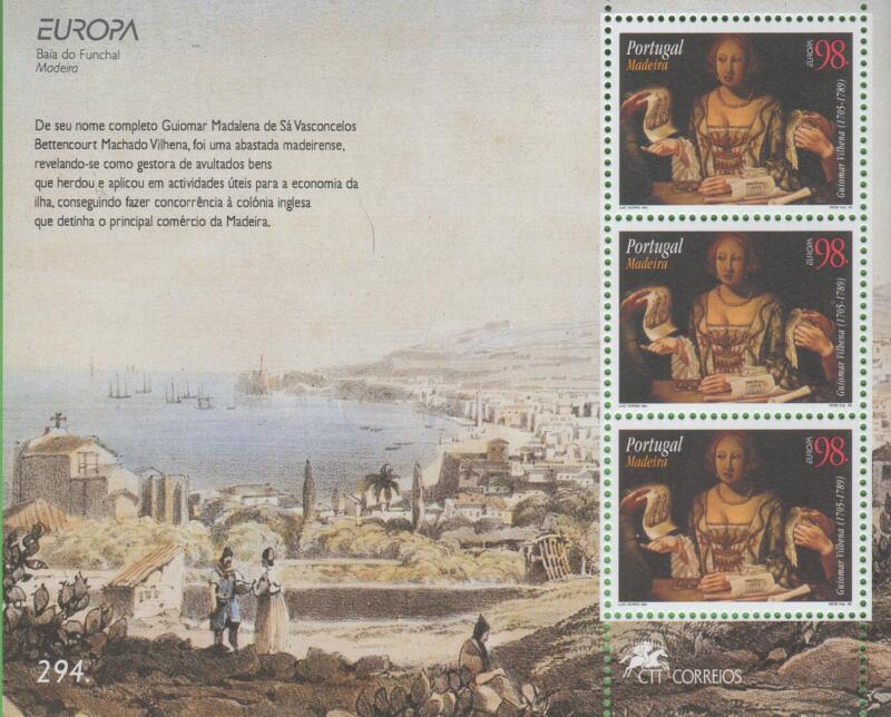 Foglietto Madera Anno 1996 Europa Donne celebri Guiomar Vilbena (BF 15)