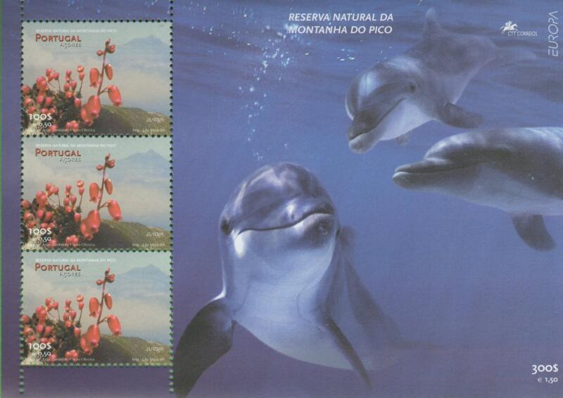 Foglietto Azzorre Anno 1998 EXPO 98 Esposizione mondiale Lisbona Anno internazionale degli oceani Fauna marina (BF 19)