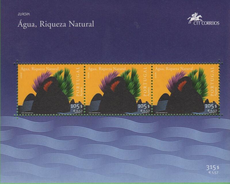 Foglietto Azzorre Anno 2001 Europa L’acqua ricchezza naturale (BF 21)