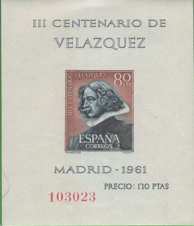 Foglietti Spagna Anno 1961 Terzo centenario della morte di Velasquez (BF 21-24)