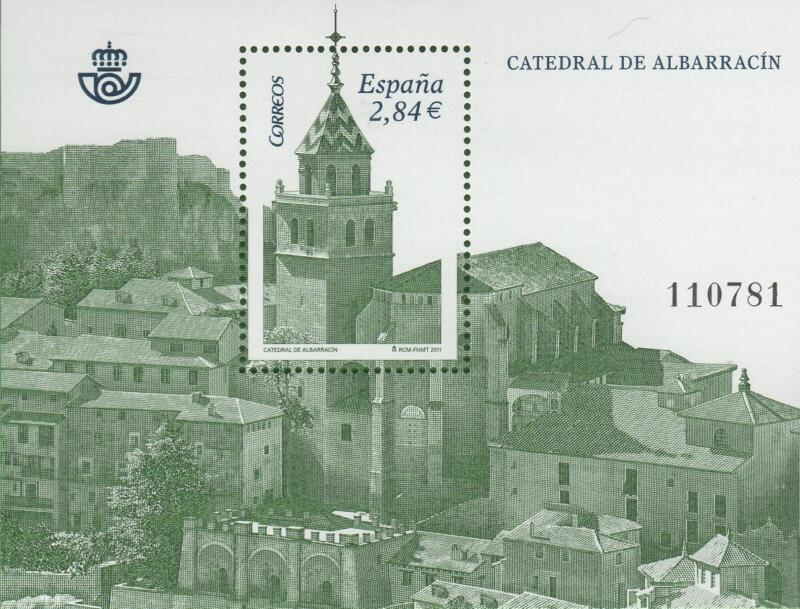 Foglietto Spagna Anno 2011 Cattedrali Quinta serie Albarracìn (BF 226)