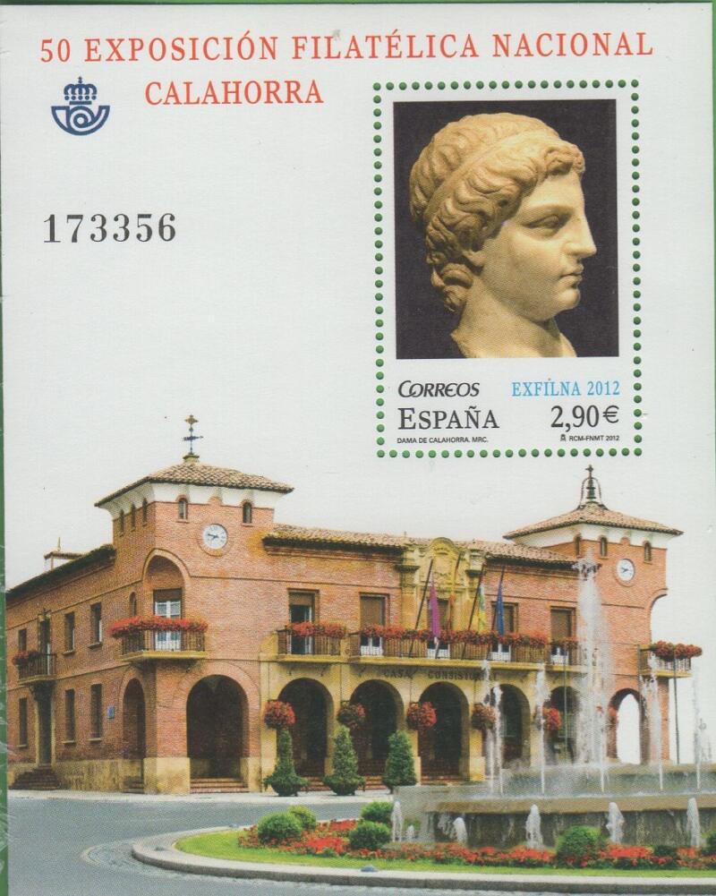 Foglietto Spagna Anno 2012 EXFILNA 2012 50esima Esposizione filatelica nazionale Calahorra (BF 243)