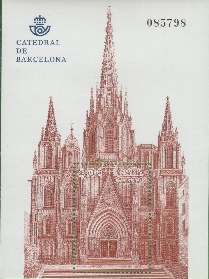 Foglietto Spagna Anno 2012 Cattedrali 12esima serie Barcellona (BF 244)
