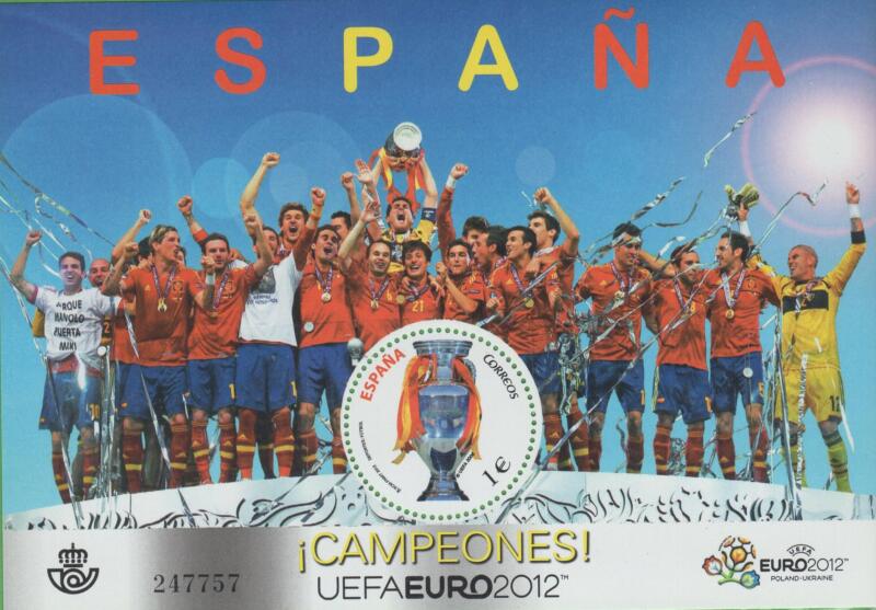 Foglietto Spagna Anno 2012 Vittoria del Campionato europeo di calcio in Polonia e Ucraina (BF 245)