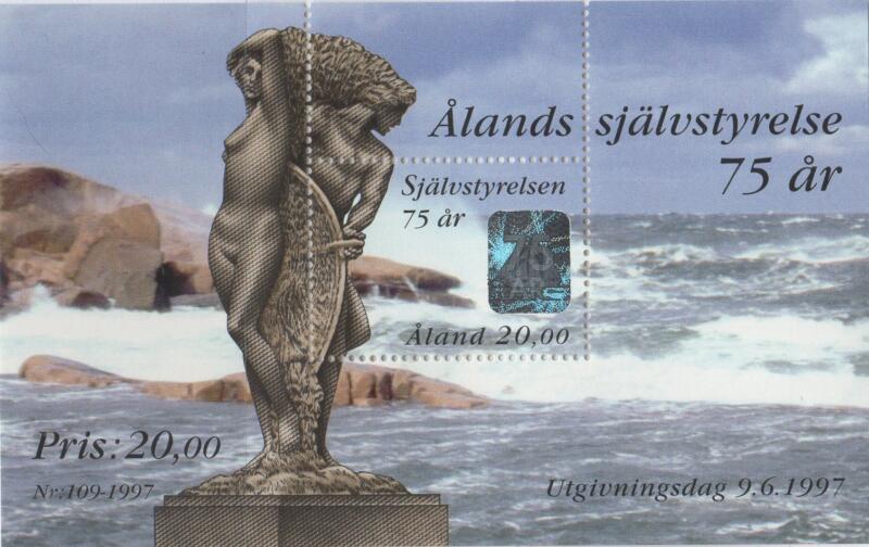 Foglietto Aland Anno 1997 75 anni dell’autonomia di Aland
