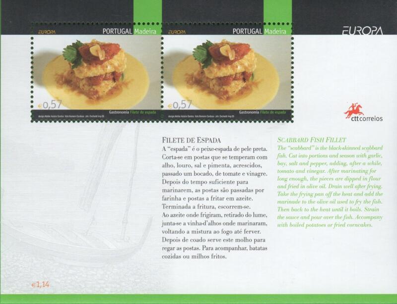 Foglietto Madera Anno 2005 Europa Gastronomia (BF 30)