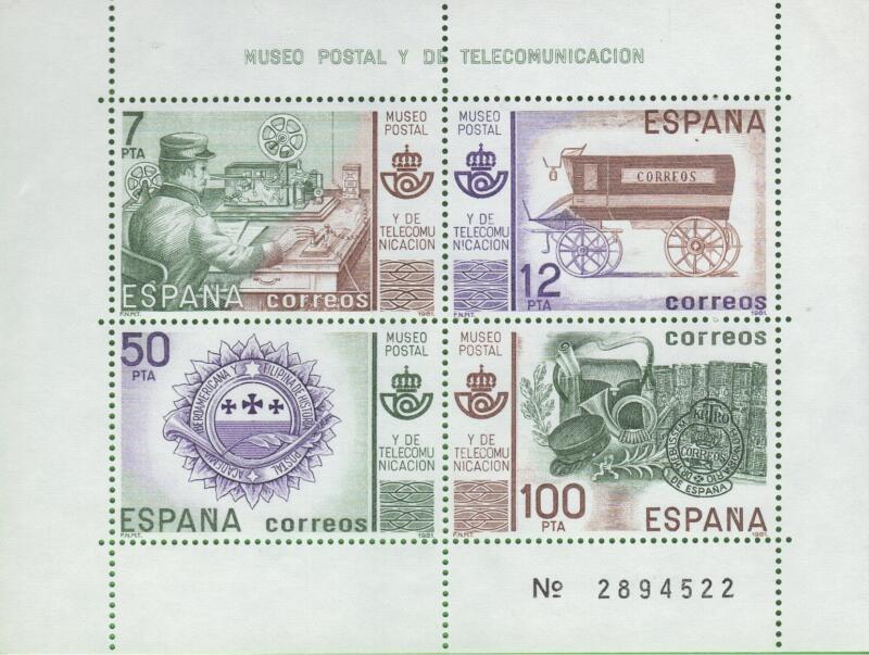 Foglietto Spagna Anno 1981 Primo anniversario dell’inaugurazione del Museo Postale (BF 30)