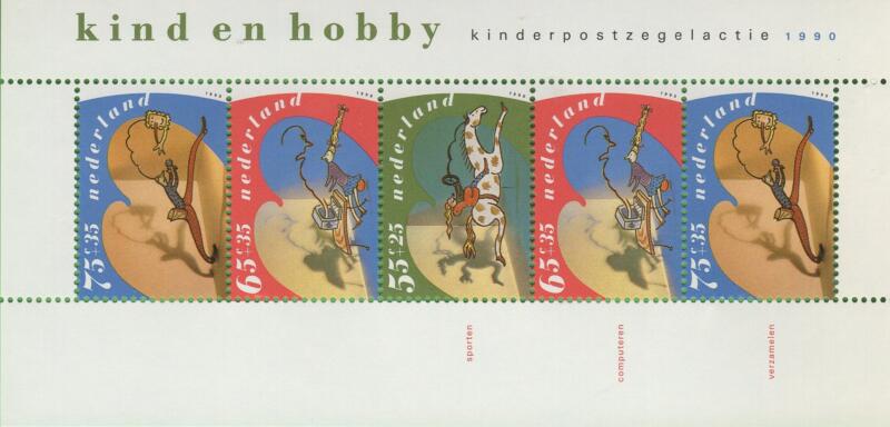 Foglietto Olanda Anno 1990 Pro Infanzia Hobbies dei bambini (BF 34)