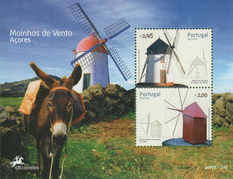 Foglietto Azzorre Anno 2007 Mulini a vento Seconda serie (BF 34)