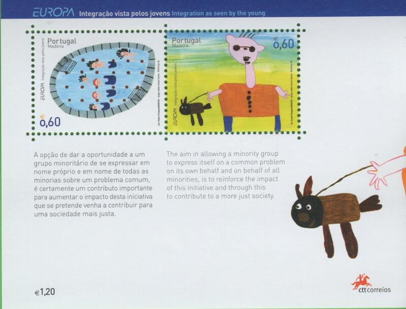 Foglietto Madera Anno 2008 Europa L’integrazione vista dai giovani (BF 34)