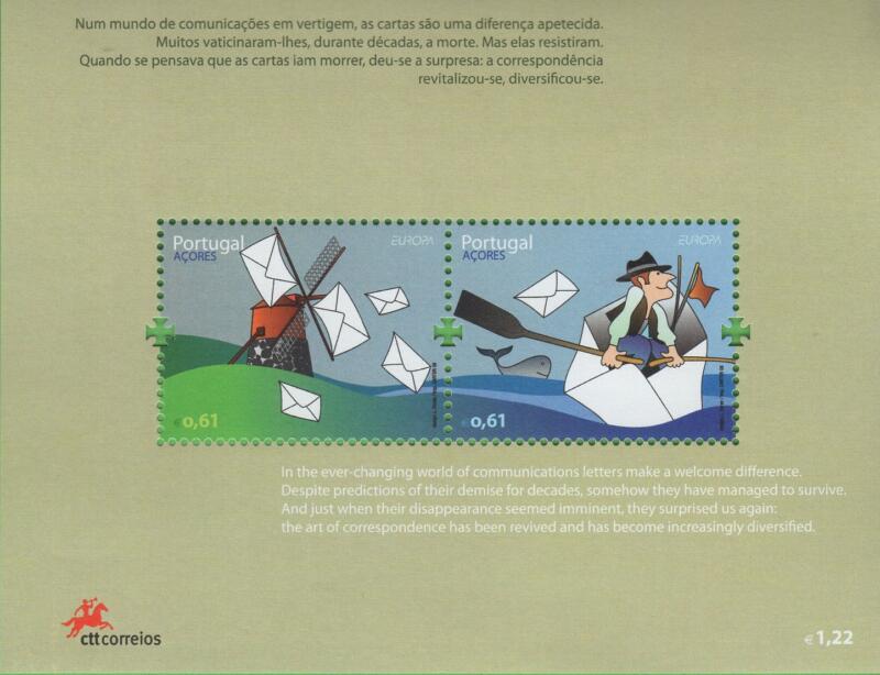 Foglietto Azzorre Anno 2008 Europa La lettera (BF 36)